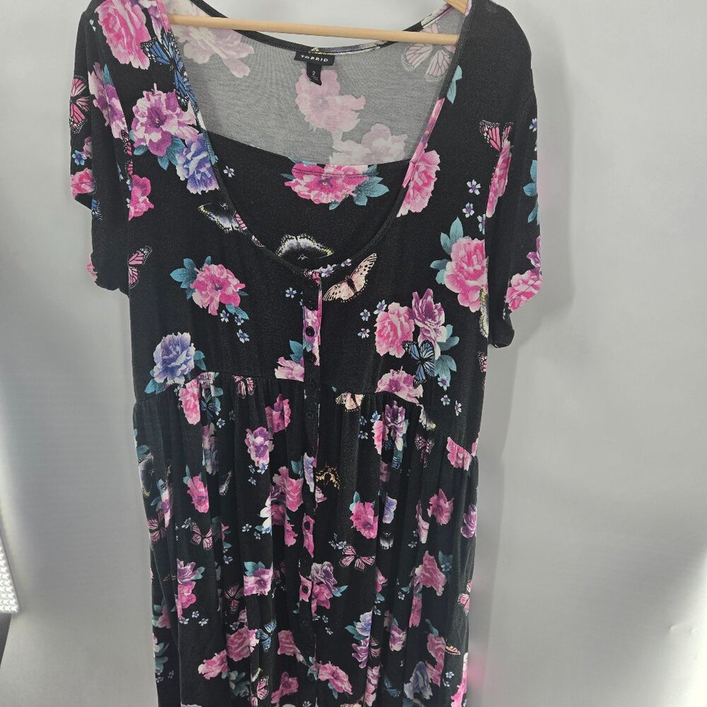 Torrid Black Floral Butterfly Midi Dress Size 2x